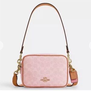 Coach Mini Carey Powder Pink Crossbody Bag with Gold Accents